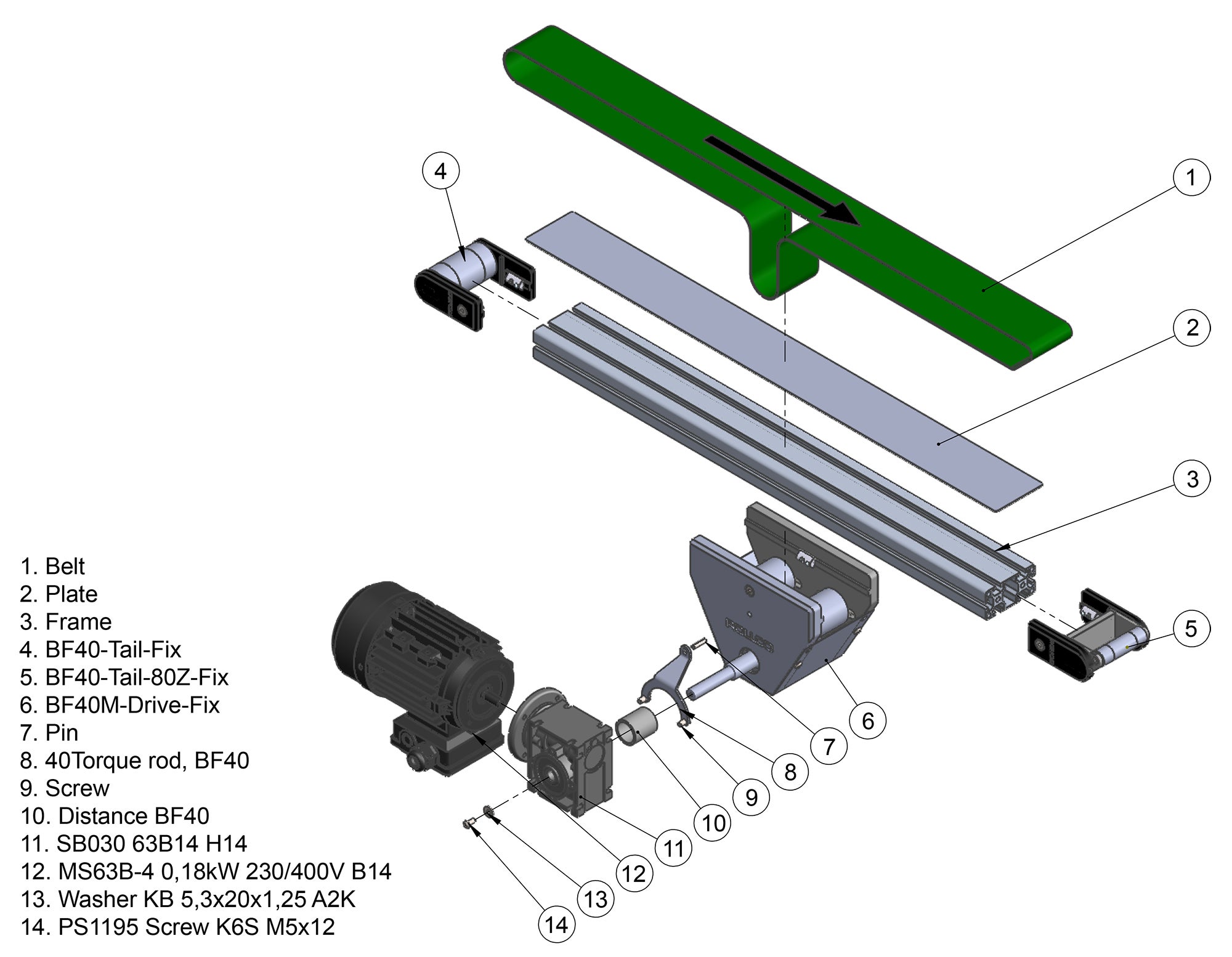 Belt Conveyor BF40 middle drive