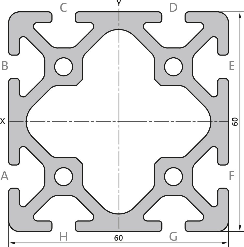 Aluminium profile 60x60