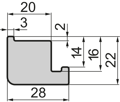 Clamp Aluminium profile 22x28