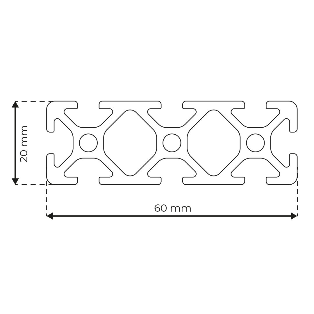 60x20 Alumiiniprofiili 60x20 | Rollco