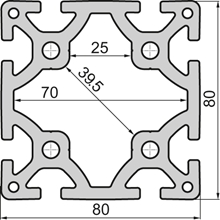 Aluminium profile 80x80