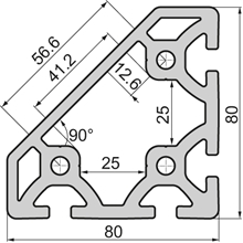 Closed Aluminium profile 80x80 Edge