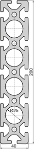 Aluminium profile 40x200