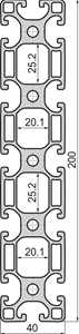 Aluminium profile 40x200 Semi