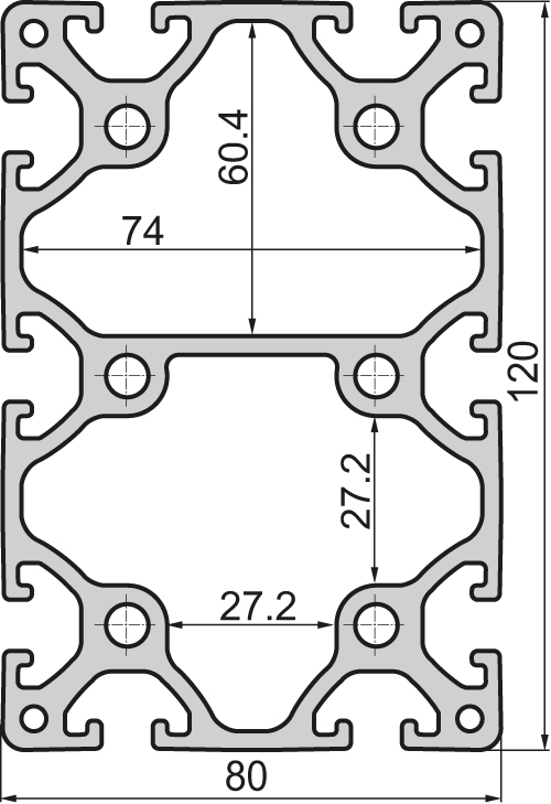 Aluminium profile 80x120 Light