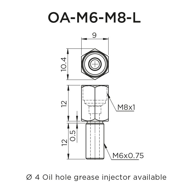 Straight Adapter OA-M6-M8-L