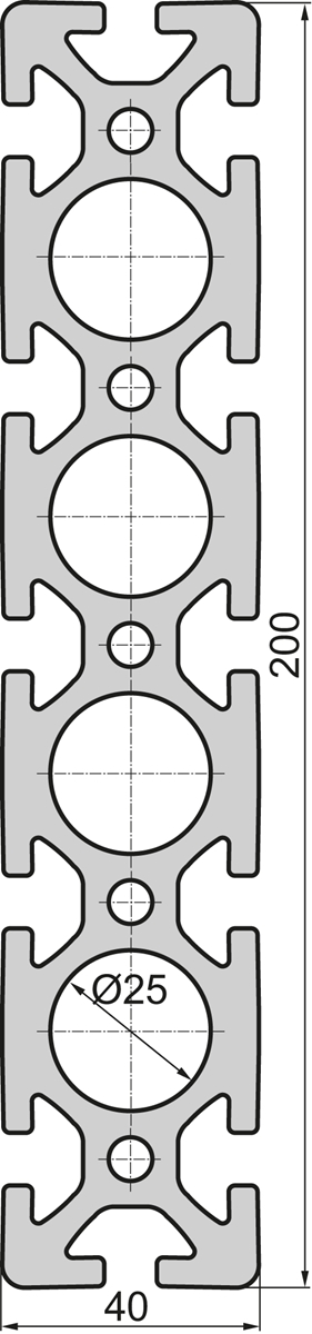 Aluminium profile 40x200