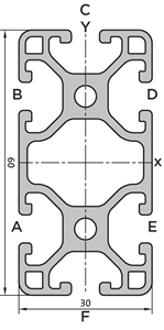 Aluminium profile 30x60 L