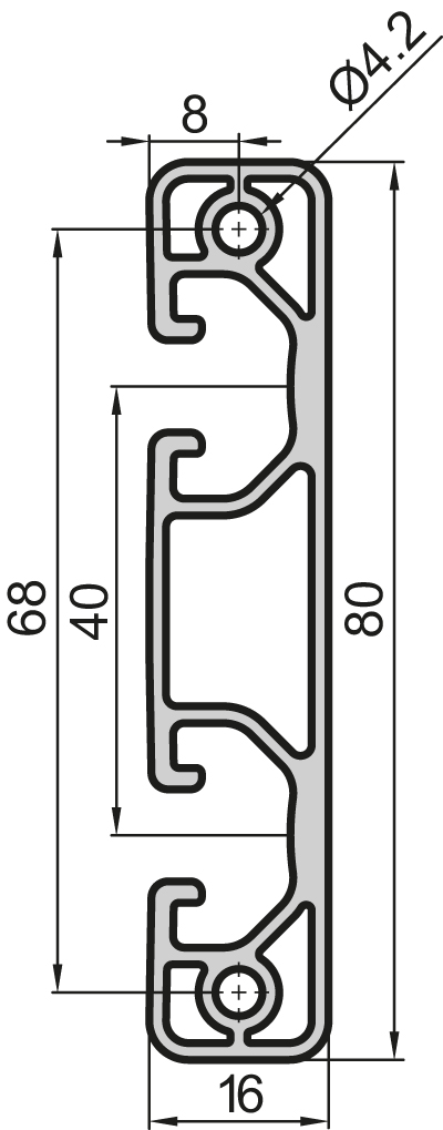 Aluminium profile 16x80 Light