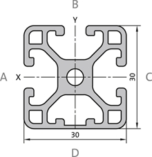 Aluminium profile 30x30 3NL